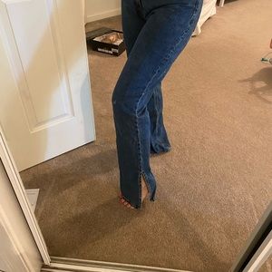 Denim with side slits